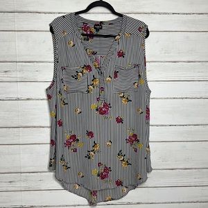 Torrid Harper Sleeveless Top Floral Stripe Size 1X